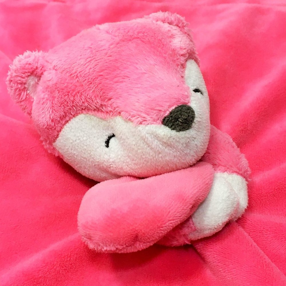 Rare HTF Carters Pink Fox Rattle Security Blanket - Picture 8 of 12